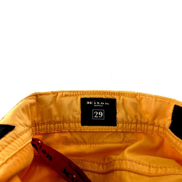 Kiton Napoli Italy Cotton Stretch Trousers Pants yellow gold Mens 29 x 30 - Picture 6 of 7